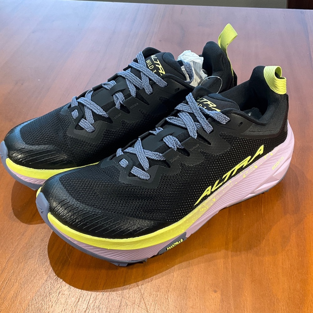 Altra Wild 3 Women's Black Running Shoes with Yellow & Lavender Accents